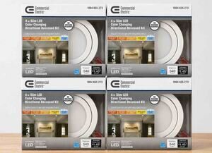 Commercial Electric Ultra Slim 4 in. Canless Recessed LED Kit - White Set of 4